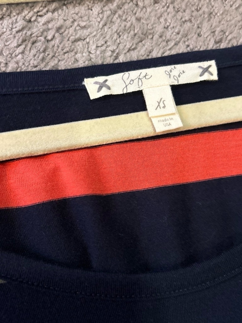Soft Joie Navy Top with Coral Band
